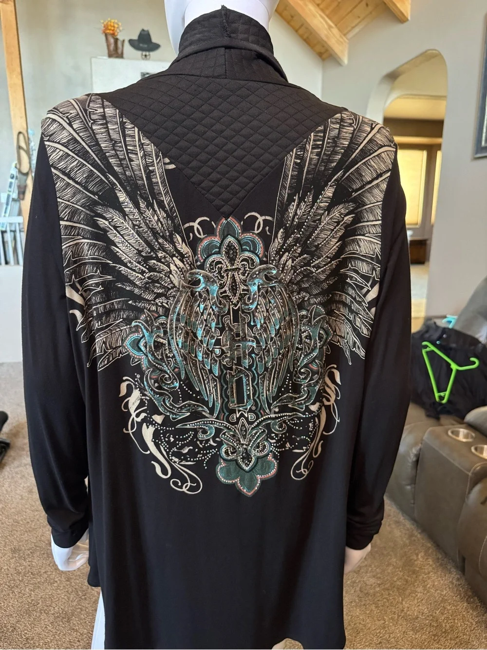 Harley-Davidson Black Open-Front Draped Women's Cardigan